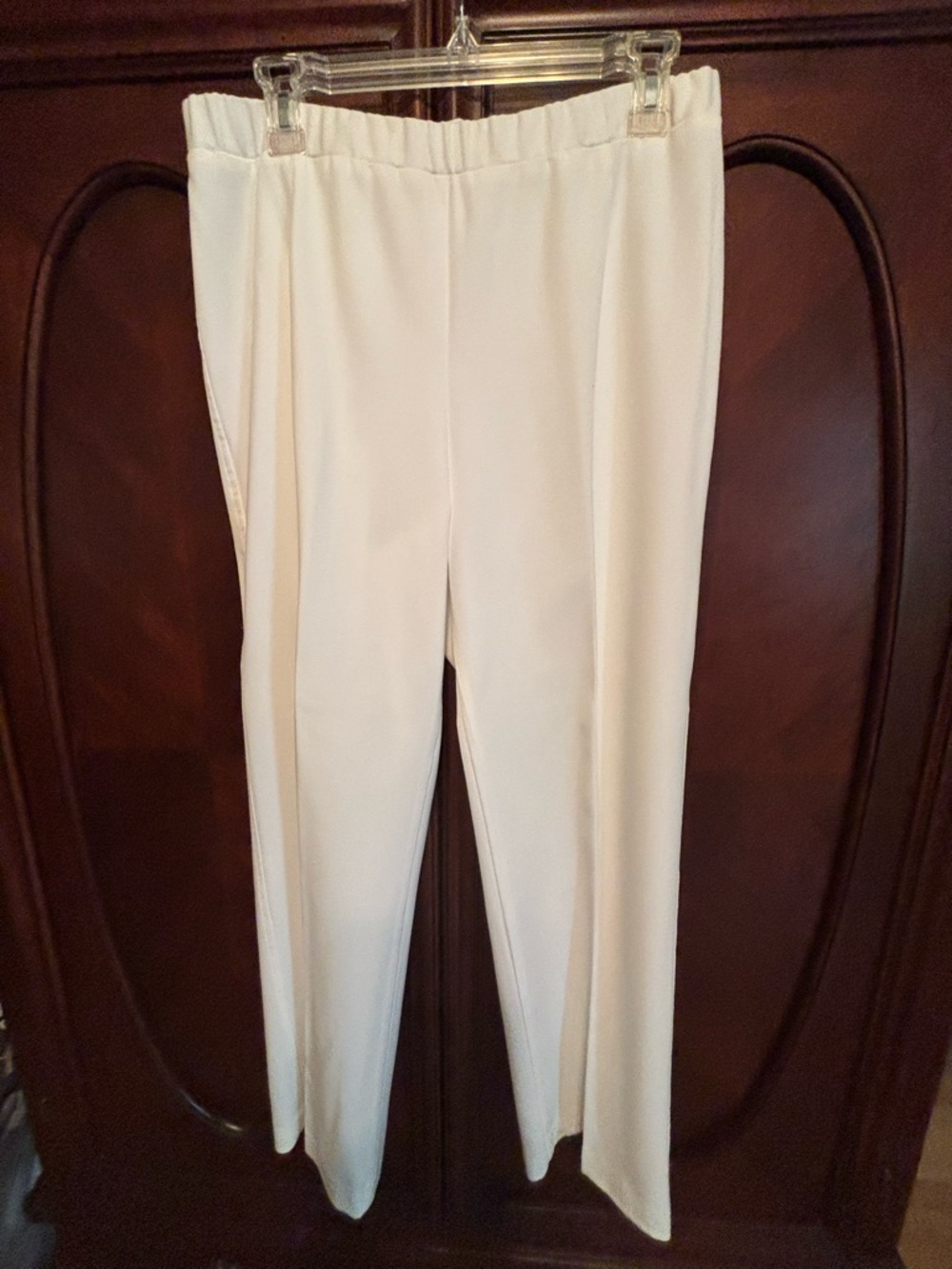 Women's White Pull-On Straight-Leg Pants